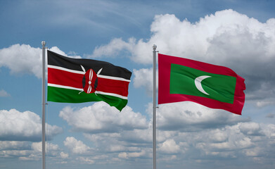 Maldives and Kenya flags, country relationship concept