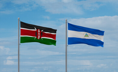 Nicaragua and Kenya flags, country relationship concept