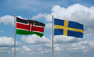 Sweden and Kenya flags, country relationship concept