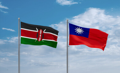 Taiwan and Kenya flags, country relationship concept