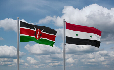 Syrian and Kenya flags, country relationship concept