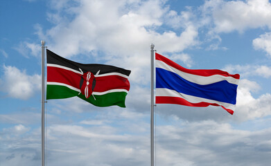 Thailand and Kenya flags, country relationship concept