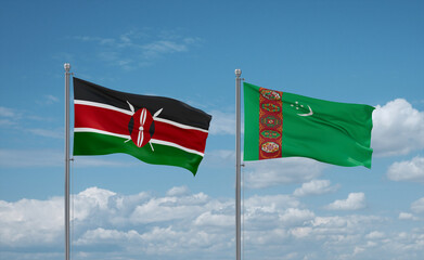 Turkmenistan and Kenya flags, country relationship concept