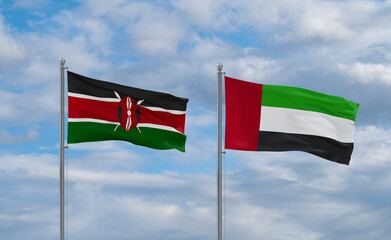 UAE and Kenya flags, country relationship concept