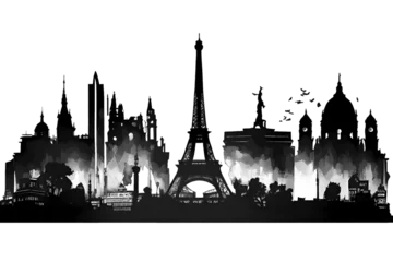 Foto op Canvas Black silhouette of Paris on white background. © Hawk