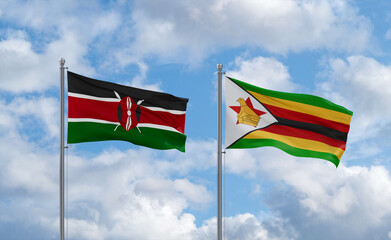 Zimbabwe and Kenya flags, country relationship concept