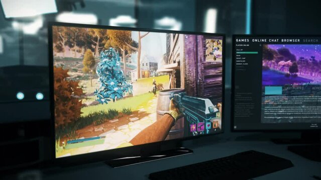 Getting victory achievement in the fake multiplayer game tournament. Gaining the achievement after the round of online fake computer game. Collecting achievements in the fake shooter game.