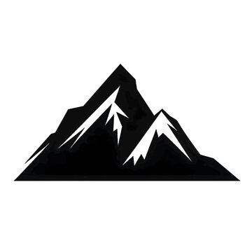 Black silhouette of mountains on white background.