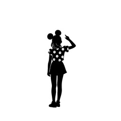 Black silhouette of a young girl on white background.