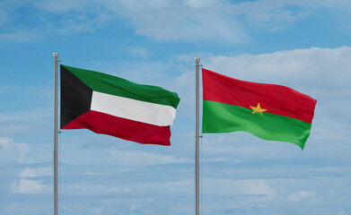 Burkina Faso and Kuwait flags, country relationship concept