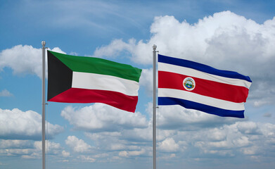 Costa Rico and Kuwait flags, country relationship concept