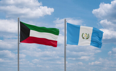 Guatemala and Kuwait flags, country relationship concept