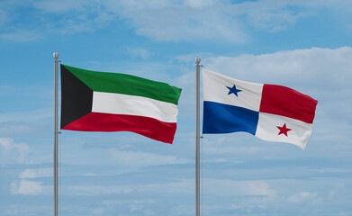 Panama and Kuwait flags, country relationship concept