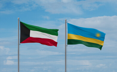 Rwanda and Kuwait flags, country relationship concept