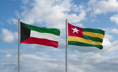 Togo and Kuwait flags, country relationship concept