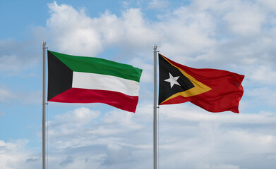 East Timor and Kuwait flags, country relationship concept