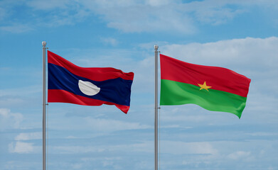 Burkina Faso and Laos flags, country relationship concept