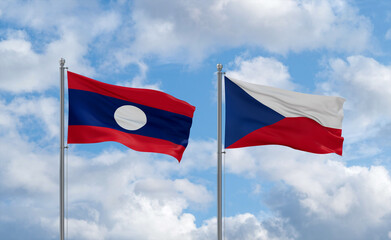Czech Republic and Laos flags, country relationship concept