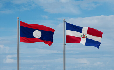 Belgium and Laos flags, country relationship concept