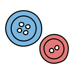 A hand-drawn cartoon icon of two buttons on a white background.