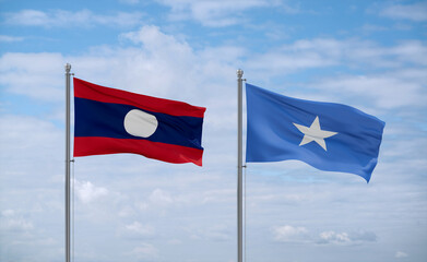 Somalia and Laos flags, country relationship concept