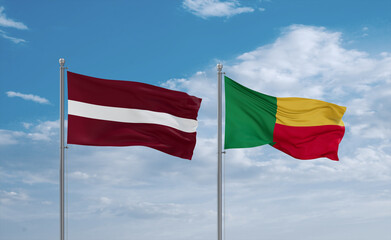 Benin and Latvia flags, country relationship concept