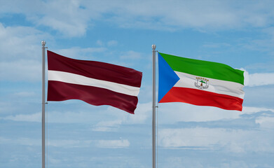 Equatorial Guinea and Latvia flags, country relationship concept