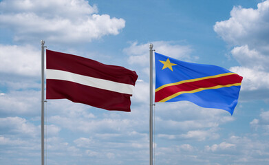 Congo and Latvia flags, country relationship concept