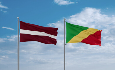Congo and Latvia flags, country relationship concept
