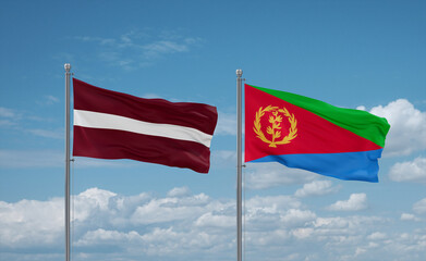 Eritrea and Latvia flags, country relationship concept
