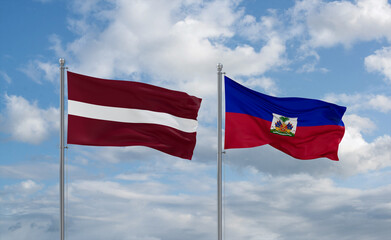 Haiti and Latvia flags, country relationship concept