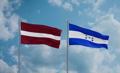 Honduras and Latvia flags, country relationship concept