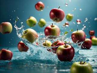 Apples with a water splash