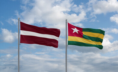 Togo and Latvia flags, country relationship concept