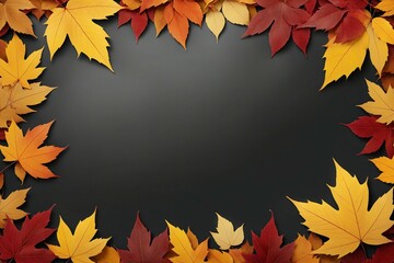 Naklejka na ściany i meble autumn leaves black background