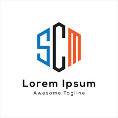 Obraz premium SCM letter logo design icon
