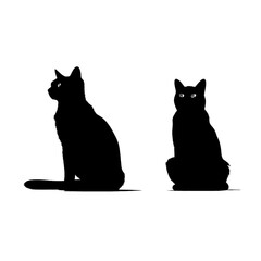 Black silhouette of two cats on white background.