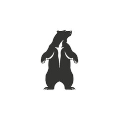 Black silhouette of a bear on white background.
