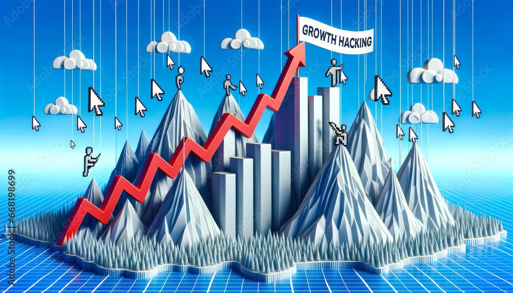 Poster digital mountain ascent: cursor climbers target growth hacking summit