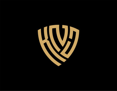 KNJ creative letter shield logo design vector icon illustration