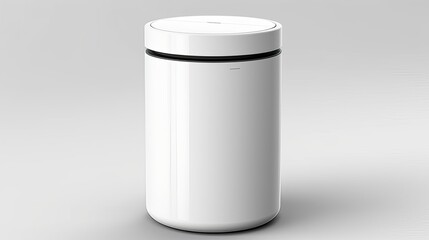 Innovative touchless trash can in matte white. Ai generated