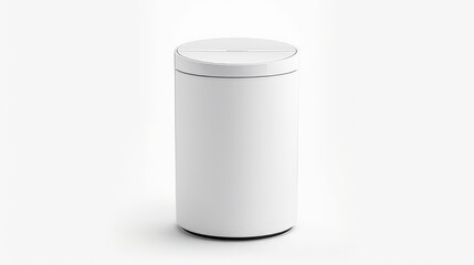 Innovative touchless trash can in matte white. Ai generated
