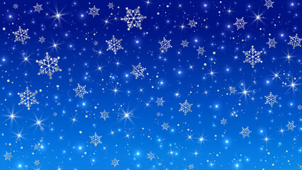 冬のイメージ背景素材　キラキラ　雪の結晶　16:9