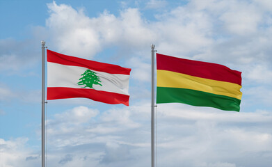 Bolivia and Lebanon flags, country relationship concept