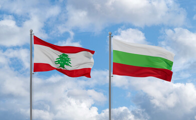 Bulgaria and Lebanon flags, country relationship concept