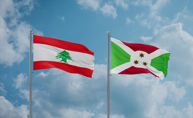 Burundi and Lebanon flags, country relationship concept