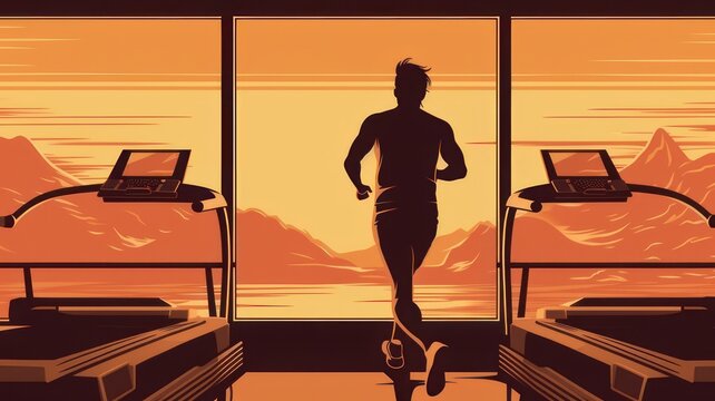 Modern treadmill a guide to efficient cardio work. AI generated