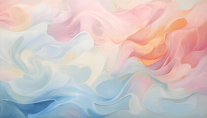 Fototapeta premium Pastel abstract background with waves. Liquify wallpaper. Colorful backdrop. 