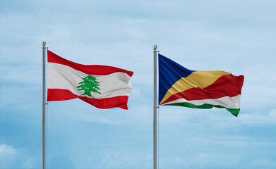 Seychelles and Lebanon flags, country relationship concept