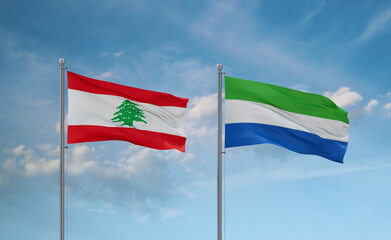 Sierra Leone and Lebanon flags, country relationship concept